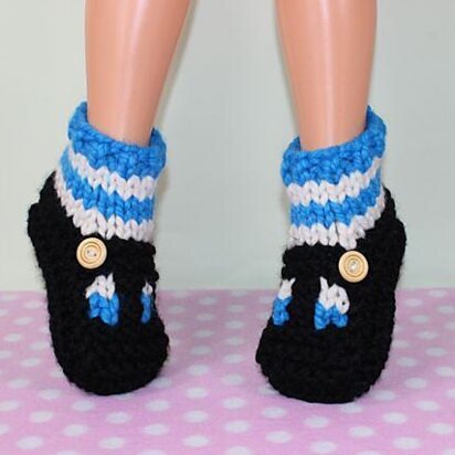 Childrens Super Chunky Stripe Sock T Bar Sandal Slippers - knitting pattern