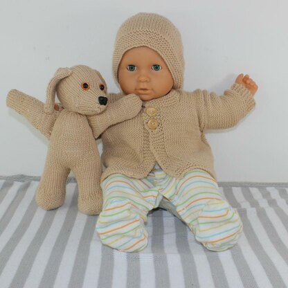Baby Cardigan,Beanie and Toy Puppy