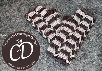 Striped Ladies Fingerless Mitts