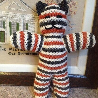Soft toy cat and rabbit with optional dress - knitting pattern
