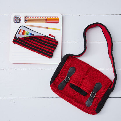 Bobby Satchel, Pencil Case & Hat - Knitting Pattern for Kids in Debbie Bliss Rialto DK - Downloadable PDF