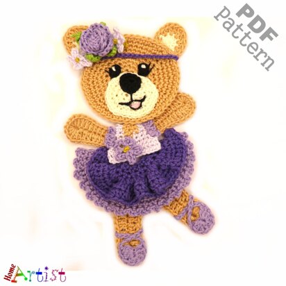 Bear girl crochet applique pattern