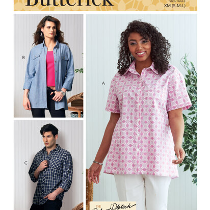 Butterick Button-Down Hemden für Damen und Herren B6841 - Schnittmuster