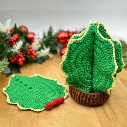 Holly Christmas Tree Coasters