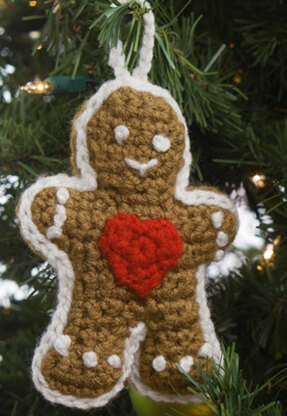 Gingerbread Tree Ornaments in Red Heart Super Saver Economy Solids - LW4824 - Downloadable PDF