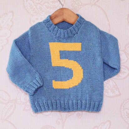 Intarsia - Number 5 Chart - Childrens Sweater