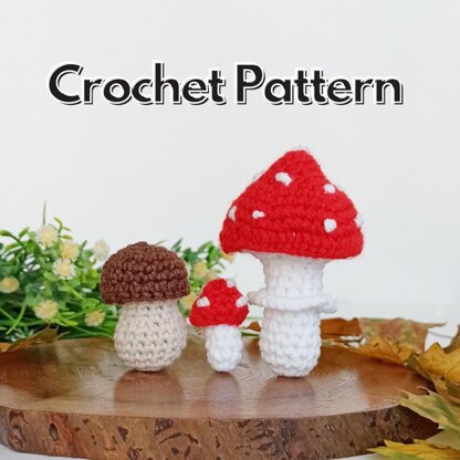 Mushrooms crochet pattern, Christmas tree ornaments, amigurumi food pattern