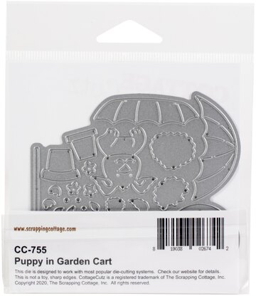CottageCutz Dies - Puppy In Garden Cart 3.7"X3.1"