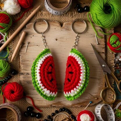 Crochet Watermelon Keychain Pattern PDF + Video Tutorial