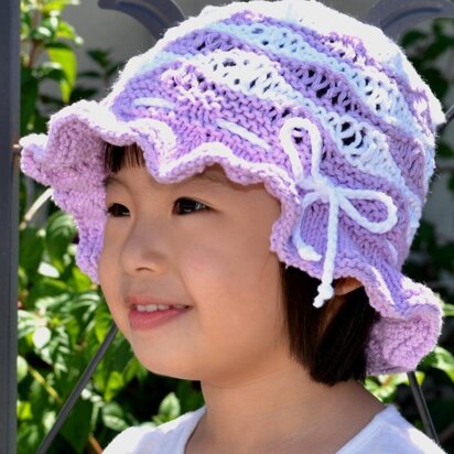 Purple Wave Cotton Sun Hat - knitting pattern