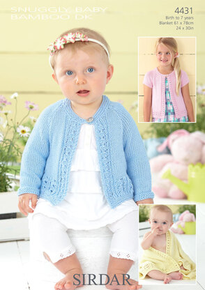Blanket and Cardigans in Sirdar Snuggly Baby Bamboo DK - 4431 - Downloadable PDF