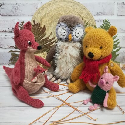 Knitting patterns Winnie the Pooh Piglet Owl Kanga from the book about Pooh