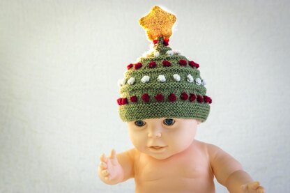 Christmas Tree Hat With Bobbles and Star