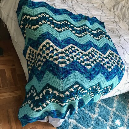 Blue Waves Ripple Blanket