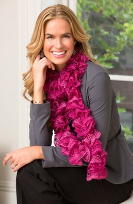 Ritzy Ruffle Scarf in Red Heart Boutique Sashay Metallic - LW3910