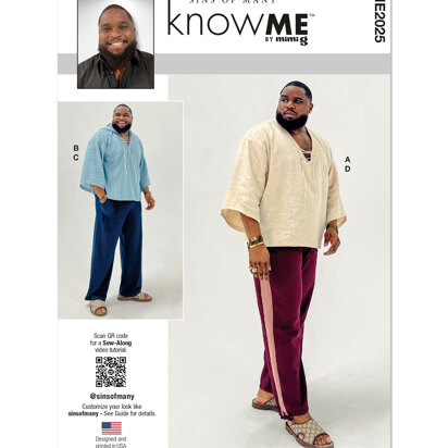 Know Me Men's Top, Hoodie and Pants ME2025 - Sewing Pattern