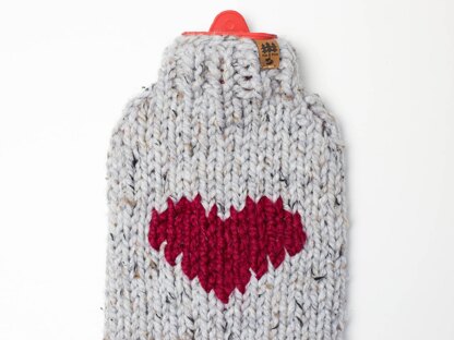 Hot Water Bottle Cover Heart Chunky Cozy Hottie