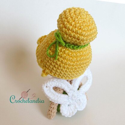 Tinker Bell posable amigurumi doll - crochet pattern by Crochelandia