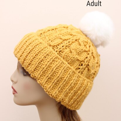 Chunky Cable Beanie Knitting Pattern #618