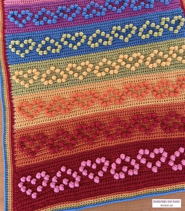 Rainbow Bobble Heart Blanket