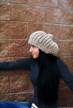 Slouchy Pom Pom Hat, Chunky Beret