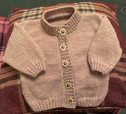Baby Sweater in Plymouth Encore Worsted Colorspun - F168
