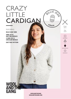 Crazy Little Cardigan in Wool and the Gang Billie Jean Yarn  - V021021242 - Downloadable PDF
