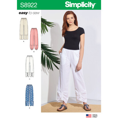 Simplicity S8922 Misses Pull-On Pants - Sewing Pattern