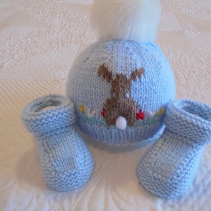 Baby Rabbit Hat And Booties