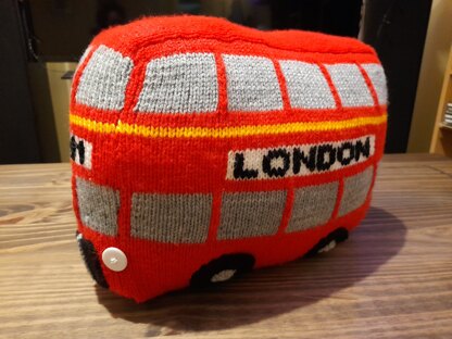 Knitted London Bus Toy / Cushion