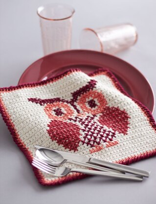 Owl Cross Stitch Dishcloth in Lily Sugar 'n Cream Solids