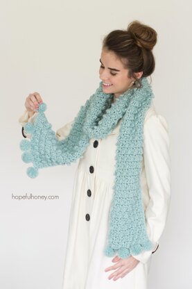 Snowbird Picot Pompom Scarf