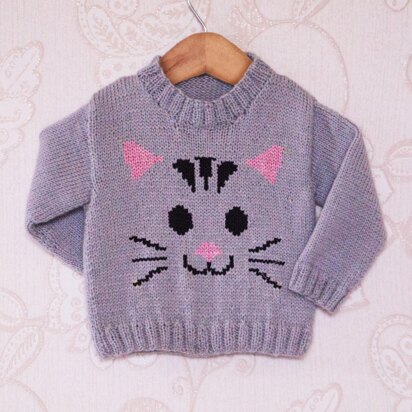 Intarsia - Cat Face Chart - Childrens Sweater