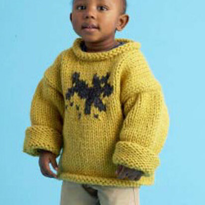 Child's Dog Motif Pullover in Lion Brand Wool-Ease Thick & Quick - 70554AD