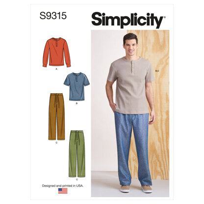 Simplicity Men's Knit Tops and Pants S9315 - Paper Pattern, Size A (XS-S-M-L-XL-XXL)