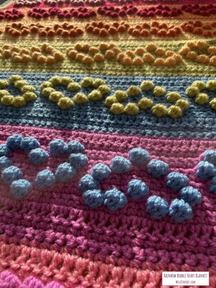 Rainbow Bobble Heart Blanket pattern by Melu Crochet