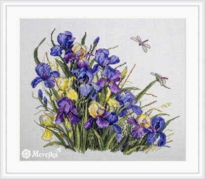 Merejka Irises Cross Stitch Kit - 32cm x 27cm