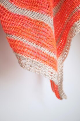 Tunisian Crochet Peaches Triangle Shawl