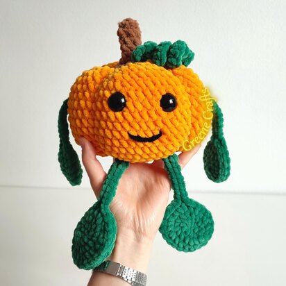 Crochet Pumpkin Plushie (Mr. Tendrils)  for Halloween or Thanksgiving