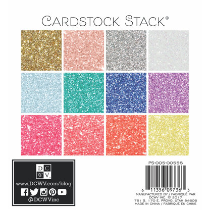 American Crafts DCWV Single-Sided Cardstock Stack 6"X6" 24/Pkg - Glitter, 12 Colors/2 Each