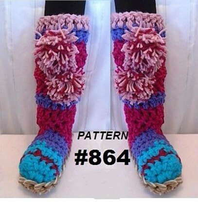 864- Multicolor Pinkish Boot Slippers