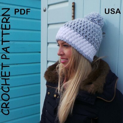 Crochet hat pattern Nordic Snow Hat USA