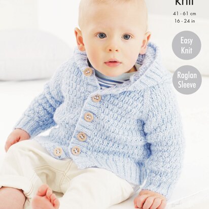 Textured Coats Knitted in King Cole Baby Big Value DK With A Twist - 5717 - Downloadable PDF