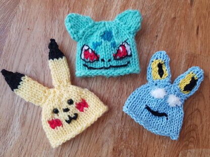 Knitted Pokemon inspired egg cosies