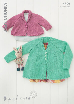 V Neck and Shawl Collared Cardigans in Hayfield Baby Chunky - 4599 - Downloadable PDF