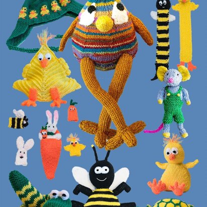 Cute Easter Toys to Knit - chick bee tortoise snake rabbit mouse