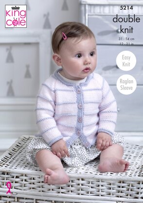 Raglan Cardigans in King Cole Baby DK - 5214 - Downloadable PDF