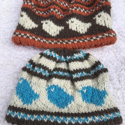 Hat with Bird Motif - knitting pattern