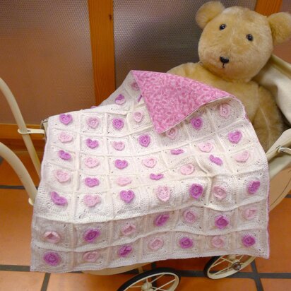 Hearts Encircled - Pram Cover Crocheted