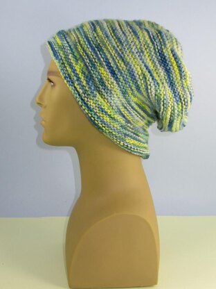 Chunky Self Striping Garter Stitch Slouch Hat